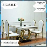 Bộ bàn ăn nhập khẩu cao cấp, chân inox mạ vàng sang trọng- Bảo hành 2 năm
