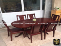 Bộ bàn ăn oval 6 ghế Leaf SV011