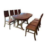 Bộ bàn ăn oval – Gỗ dẻ gai mà óc chó