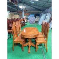 BỘ BÀN ĂN OVAL GỖ GÕ 6 GHẾ