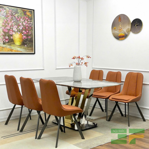 Bộ bàn ăn gỗ sồi Oval BBA19 - 6 ghế