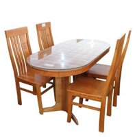Bộ bàn ăn Oval – Gỗ tần bì màu cánh gián