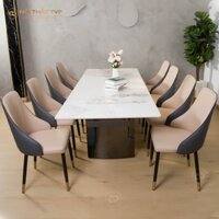 Bộ bàn ăn thông minh nội thất TVP kéo dài chân inox ghế bọc da TVP-C123S