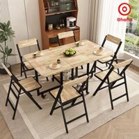 Bộ bàn ăn thông minh xếp gọn đa năng có ghế và bánh xe Ohaha - BA013