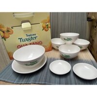 BỘ BÀN ĂN TÔ CHÉN DĨA 8 MÓN SỨ TRẮNG