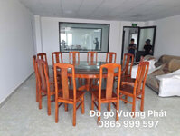 Bộ bàn ăn tròn 12 ghế chữ Thọ gỗ xoan đào hàng đẹp