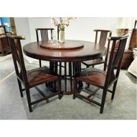BỘ BÀN ĂN TRÒN 4 GHẾ INDOCHINE CÓ MÂM XOAY 6301