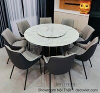 Bộ Bàn Ăn Tròn 8 Ghế 1689S | Bàn Ăn Tròn Xoay 8 Ghế Giá Rẻ