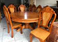 Bộ bàn ăn tròn 8 ghế gỗ gỗ đỏ siêu đẹp  Freeship 80km và 1 số khu vực