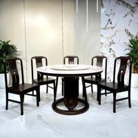 Bộ Bàn Ăn Tròn Gỗ Gụ Nam Phi Mặt Đá Nhập Khẩu Cao Cấp – SP13711