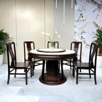Bộ Bàn Ăn Tròn Gỗ Gụ Nam Phi Nhập Khẩu Cao Cấp – SP13709