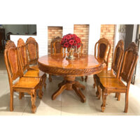 Bộ bàn ăn tròn gỗ tràm , Bàn ăn tròn cao Cấp 6 ghế và 8 ghế , bộ bàn ghế phòng ăn nhà bếp