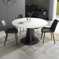 Bộ bàn ăn tròn xoay đá vân mây 6 ghế 8 ghế Nelson nhập khẩu (được kiểm hàng)