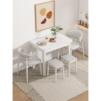 Bộ bàn ăn và ghế gấp bằng đá gỗ nguyên khối, bàn ăn và ghế có thể mở rộng, bàn ăn đơn giản cho căn hộ nhỏ, tiết kiệm không gian