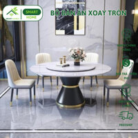 Bộ Bàn Ăn XOAY Tròn 2 Mặt Đá + 6 ghế hoặc 4 ghế Monet Nhập khẩu cao cấp - SMARTHOMES