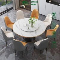 Bộ Bàn Ăn XOAY Tròn 2 Mặt Đá + 6 ghế hoặc 4 ghế Monet Nhập khẩu cao cấp / HEALHOMES
