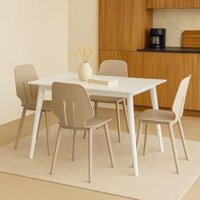 Bộ Bàn ăn Z-252S Trắng + Ghế nhựa SL-7042PP Kem
