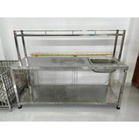 Bộ bàn bếp inox có chậu rửa và kệ úp chén