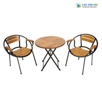 Bộ bàn cafe gỗ xếp gọn ngoài trời 2 ghế mini BBCF09