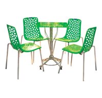 BỘ BÀN CAFE MẶT KIẾNG 6T + 4 GHẾ DIVA CHÂN INOX