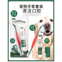 Bộ bàn chải và kem đánh răng cho chó Corgi, ngón tay làm sạch, loại bỏ hôi miệng, kem đánh răng cho thú cưng ăn được