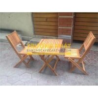 BỘ BÀN CHỮ NHẬT 2 GHẾ XẾP GỖ THẤP