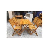 BỘ BÀN CHỮ NHẬT 4 GHẾ XẾP GỖ THẤP