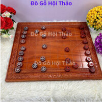 Bộ Bàn Cờ Tướng Gỗ Hương Đỏ Hàng Đục Nguyên Khối Kèm Quân Cờ, ĐỒ GỖ NỘI THẤT HỘI THẢO CAO CẤP
