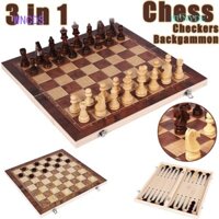 Bộ Bàn Cờ Vua Bằng Gỗ 3 Trong 1 Có Thể Gấp Gọn Tiện Dụng Mang Theo Du Lịch Cho Gia Đình