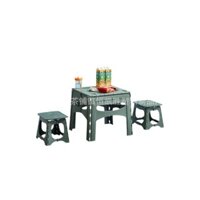 Bộ bàn gấp ngoài trời, bàn cắm trại, bàn BBQ, ghế nhựa gia đình, bàn học cho trẻ em