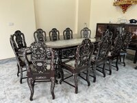 bộ bàn ghế ăn 12 ghế khảm ốc cực VIP