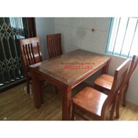 Bộ bàn ghế ăn 4 ghế gỗ sồi màu cánh gián mẫu B15 giá xưởng, chất gỗ đẹp