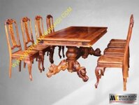 Bộ Bàn Ghế Ăn 8 Ghế Gỗ Cẩm Lai cao cấp - BA900