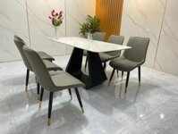 Bộ bàn ghế ăn đá giá rẻ 32-BAD6-G3-B8 mặt đá ceramic nhập
