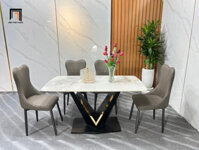 Bộ bàn ghế ăn dài 1m2 14-BAD4-G36-B12 nhập khẩu đẹp | Nội Thất Linco Hà Nội