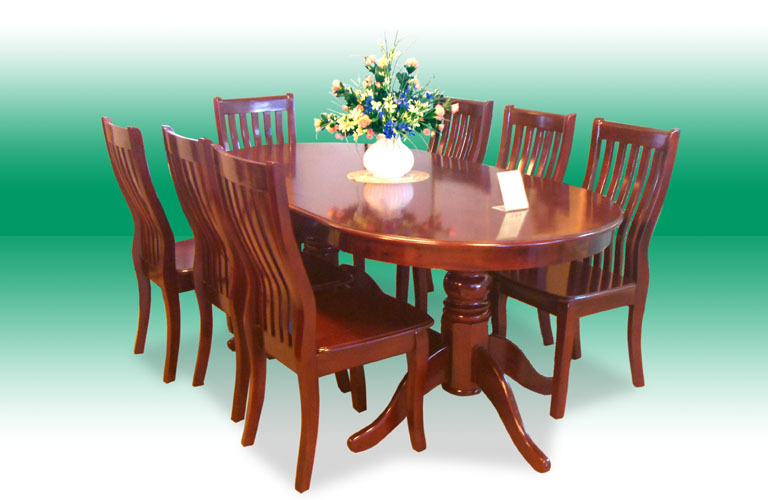 Bộ bàn ghế ăn gỗ tự nhiên Hòa Phát TB06+6TGA02-1890