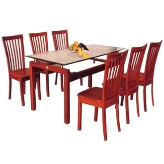 Bộ bàn ghế ăn gỗ tự nhiên Hòa Phát TB09+6TGA02-1680