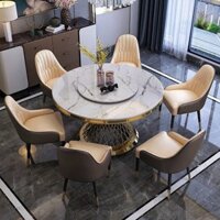 BỘ BÀN GHẾ ĂN INOX MẠ VÀNG CAO CẤP VN-MV004