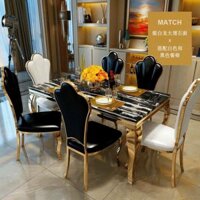 BỘ BÀN GHẾ ĂN INOX MẠ VÀNG CAO CẤP VN-MV007