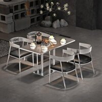 Bộ bàn ghế ăn inox phong cách công nghiệp Mỹ cho nhà hàng, quán trà sữa, quán cà phê internet nổi tiếng, bàn quán bar âm