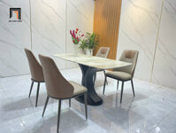 Bộ bàn ghế ăn mặt đá 12-BAD4-G28-B4 nhập khẩu hiện đại | Nội Thất Linco Hà Nội