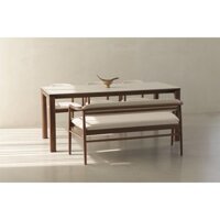 Bộ bàn ghế ăn mặt gốm cao cấp bằng gỗ Óc chó tự nhiên thanh lịch_ANTON Walnut Ceramic dining set.