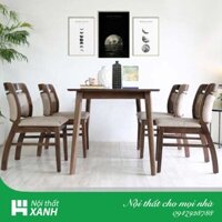 Bộ Bàn Ghế Ashley Chất Liệu Gỗ Cao Su Có Bọc Nệm Mặt Ghế Và Tựa Lưng - Nội Thất Xanh