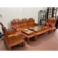 Bộ bàn ghế Âu Á tay voi đặc vách trơn gỗ hương đá 6 món hàng đẹp