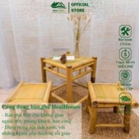 Bộ bàn ghế ban công tre tự nhiên HealHomes gồm 2 ghế 1 bàn dùng trang trí sân vườn,decor quán cà phê