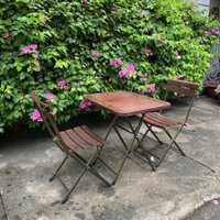 Bộ bàn ghế cafe Fansipan mini mặt gỗ tự nhiên giá rẻ
