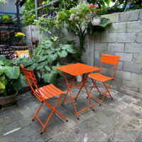 Bộ bàn ghế cafe ngoài trời xếp gọn 1 bàn 2 ghế sắt cao BBCF20