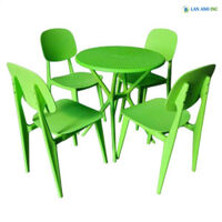 Bộ Bàn Ghế Cafe Tròn 4 Ghế Nhựa Đúc BBCF57