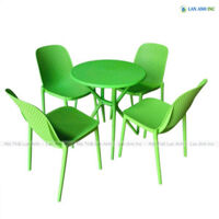 Bộ Bàn Ghế Cafe Tròn 4 Ghế Nhựa Đúc NGuyên Khối BBCF49