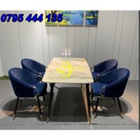 Bộ bàn ghế chân sắt đồng 4 ghế bàn 1.4m